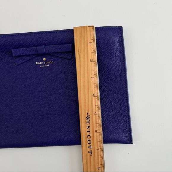 Kate Spade On Purpose pebbled leather zip bow wristlet Rwanda purple blue - Picture 10 of 10